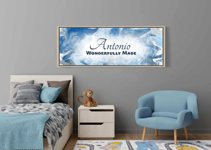 Framed, personalized wall art with ‘Antonio Wonderfully Made&