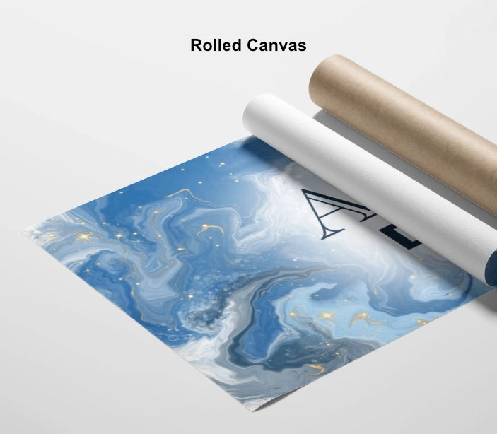 Personalized nursery room art printed on a rolled canvas.