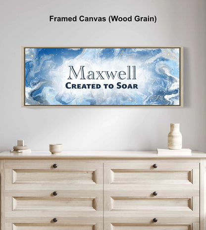 Personalized nursery room wall art above a dresser.