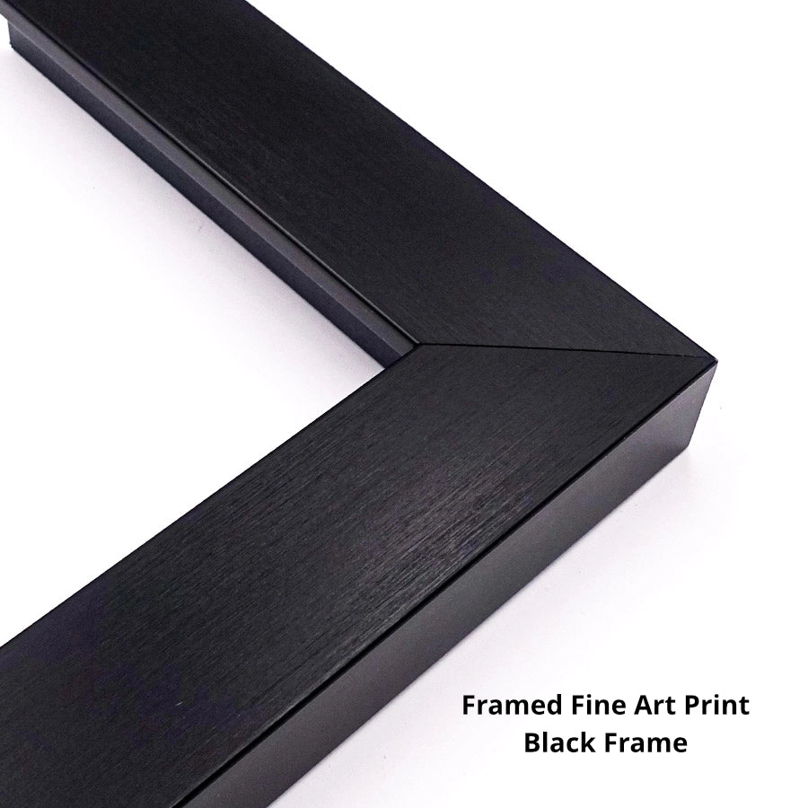 Close up of a black frame for a fine art print.
