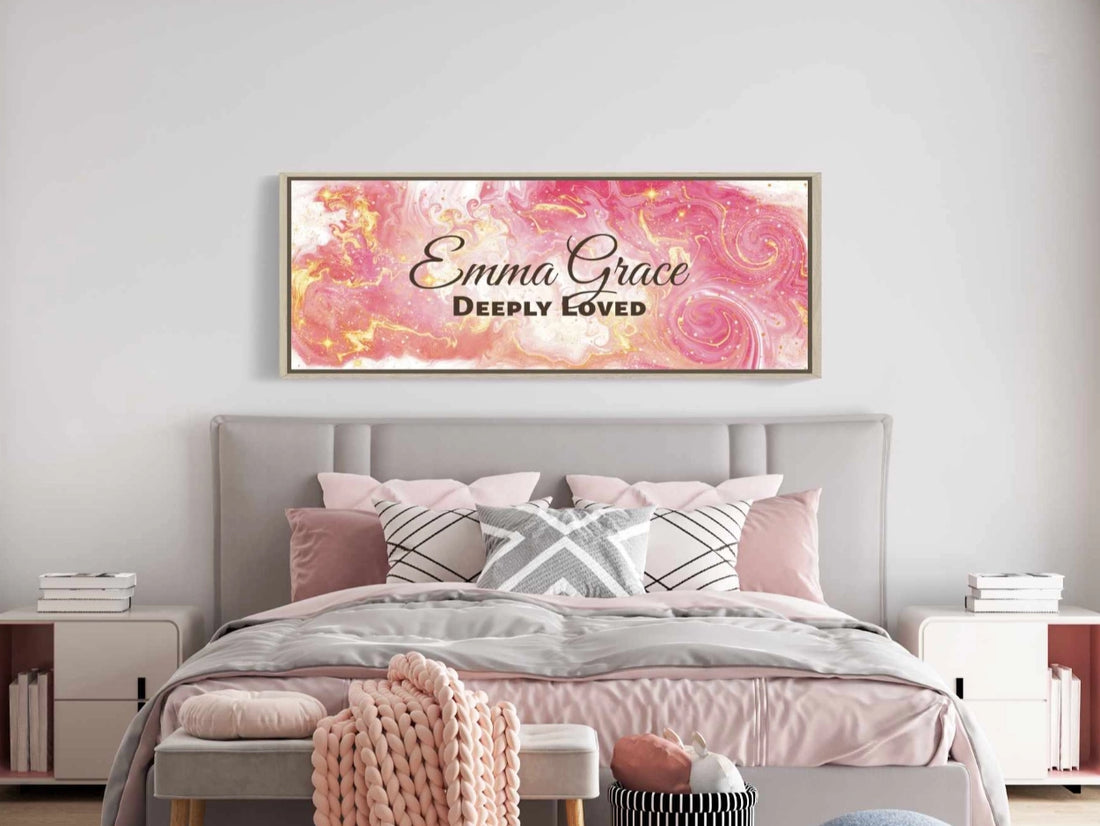 Framed, personalized wall art with ‘Emma Grace Deeply Loved&