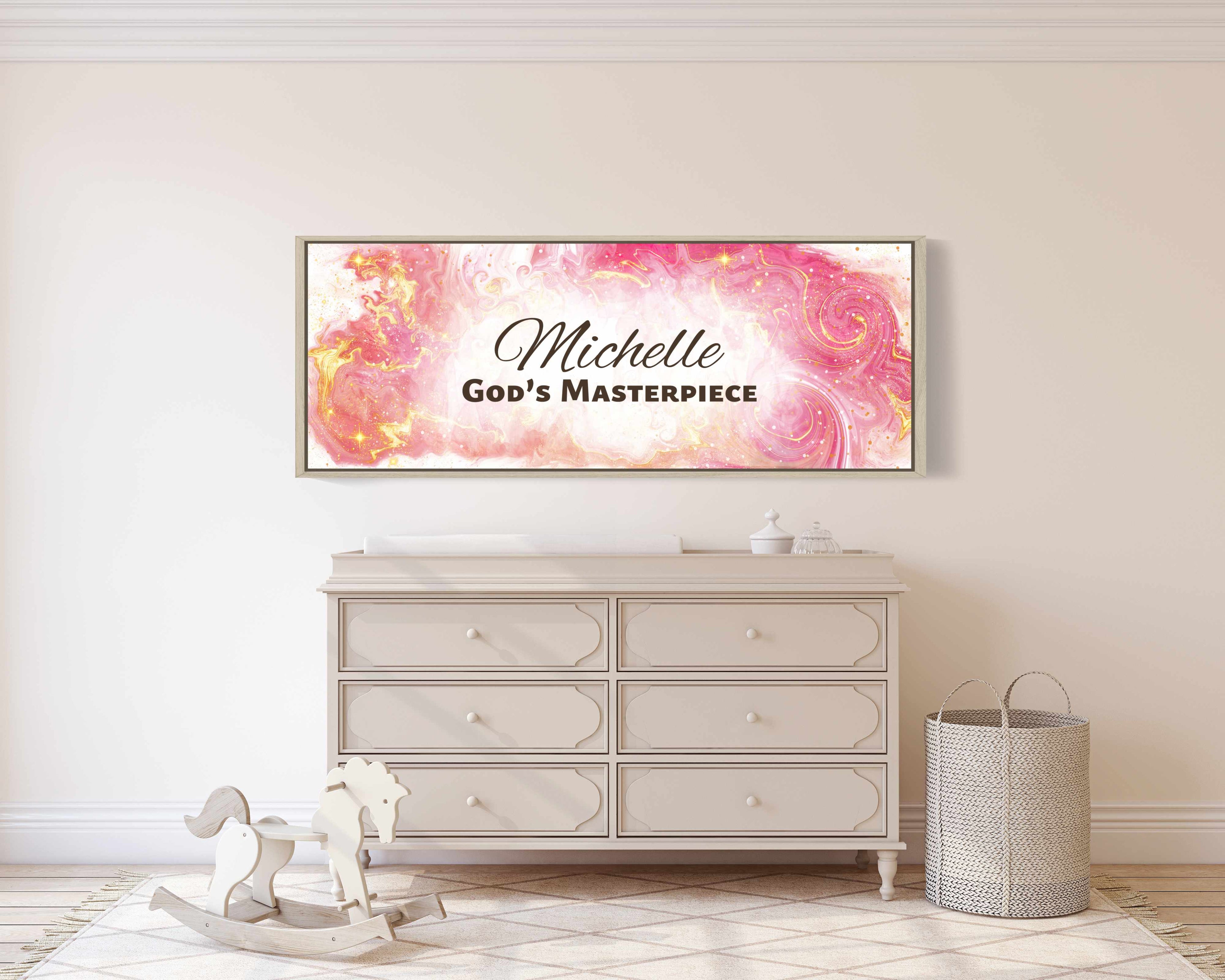 Framed, personalized wall art with ‘Michelle God’s Masterpiece&