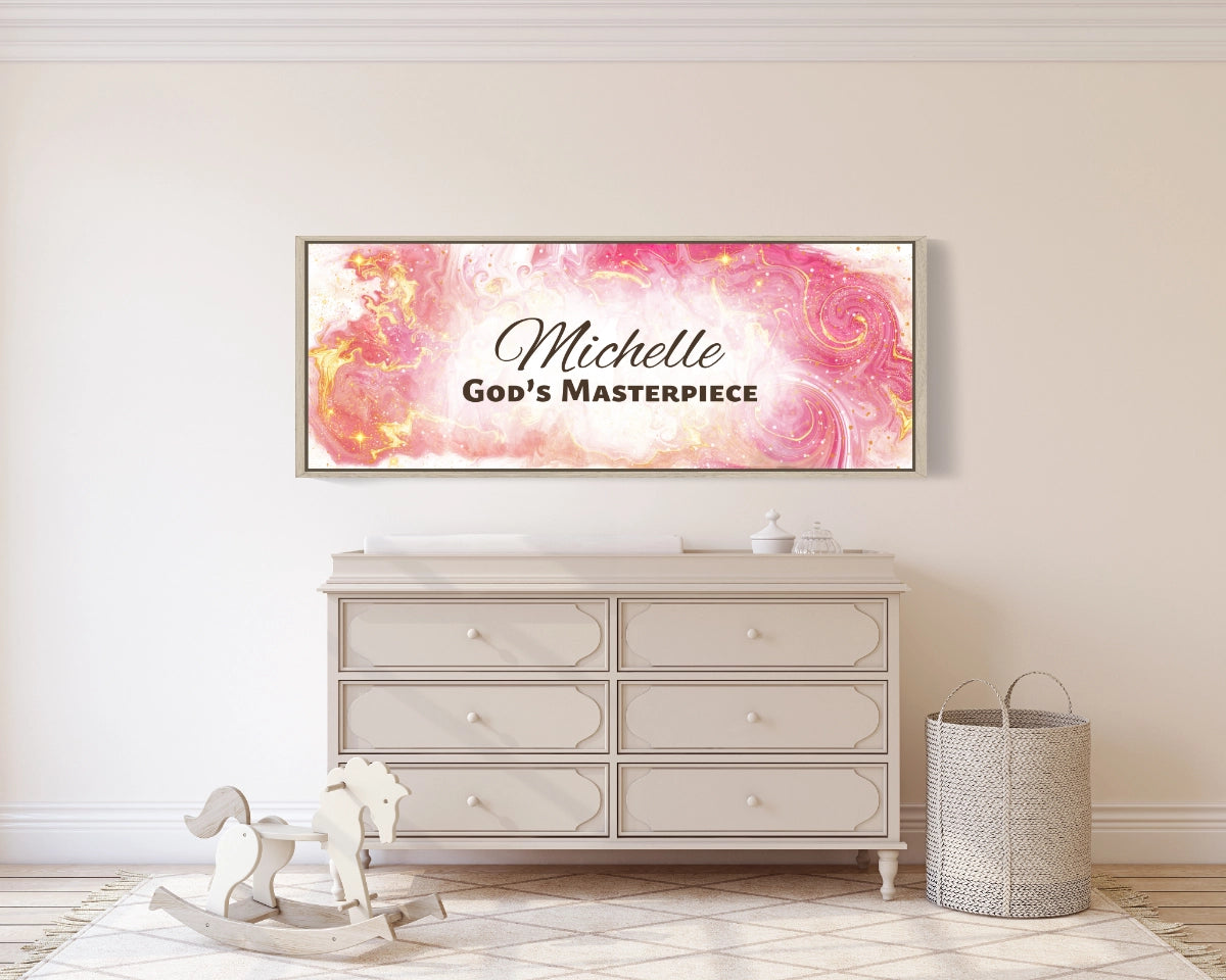 Framed, personalized wall art with ‘Michelle God’s Masterpiece&