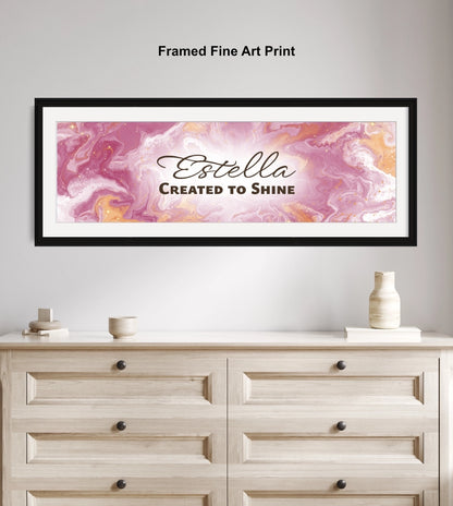 Personalized nursery room wall art above a wooden dresser.
