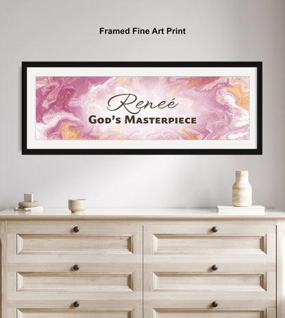 Personalized nursery room wall art above a wooden dresser.