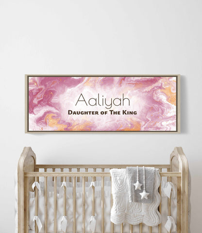 Framed, personalized wall art with ‘Aaliyah Daughter of the King&