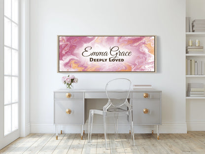 Framed, personalized wall art with ‘Emma Grace Deeply Loved&