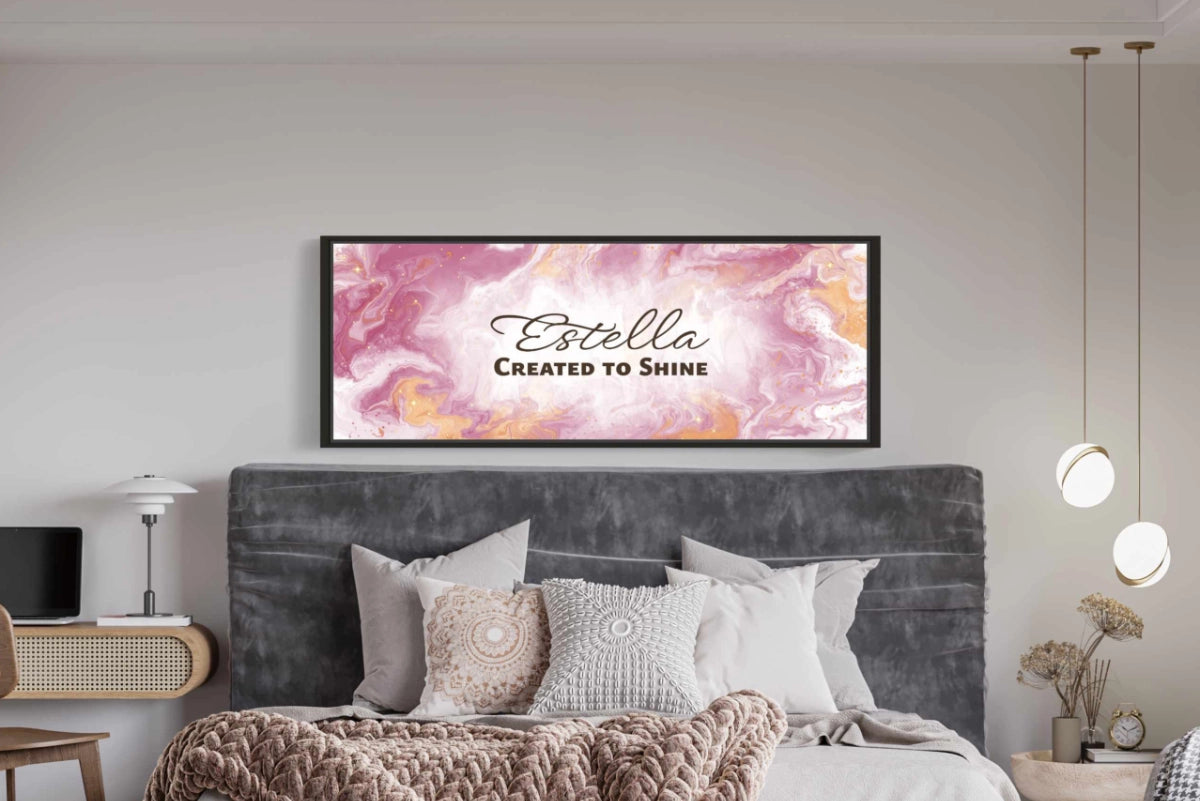 Personalized wall art with ‘Estella Created to Shine&
