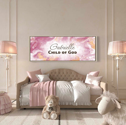 Framed, personalized wall art with ‘Gabrielle Child of God&