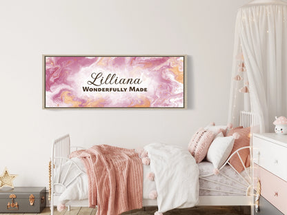 Framed, personalized wall art with ‘Lilliana Wonderfully Made&