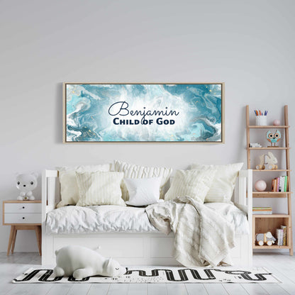 Framed, personalized wall art with ‘Benjamin Child of God&