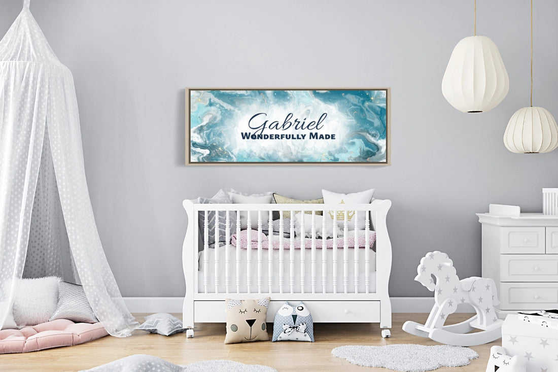 Framed, personalized wall art with ‘Gabriel Wonderfully Made&