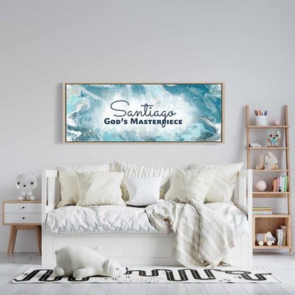 Framed, personalized wall art with ‘Santiago God’s Masterpiece&